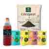 Combo Pack Turai, Karela, Lauki & Tinda Seeds (15 Each), 2kg Low EC Cocopeat With Natural Soil Enhancer (450ml)