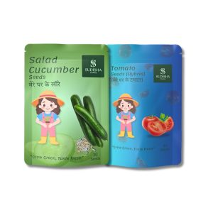 Grow Fresh Salads at Home: Combo Pack of Salad Cucumber & Tomato Seeds (30 Seeds Each)